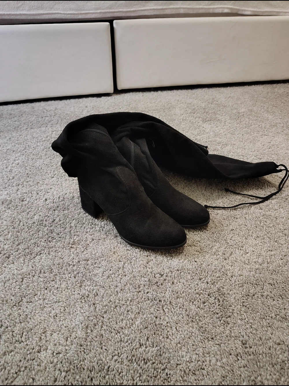 Unisa Black Over-the-Knee Suede Block Heel Boots